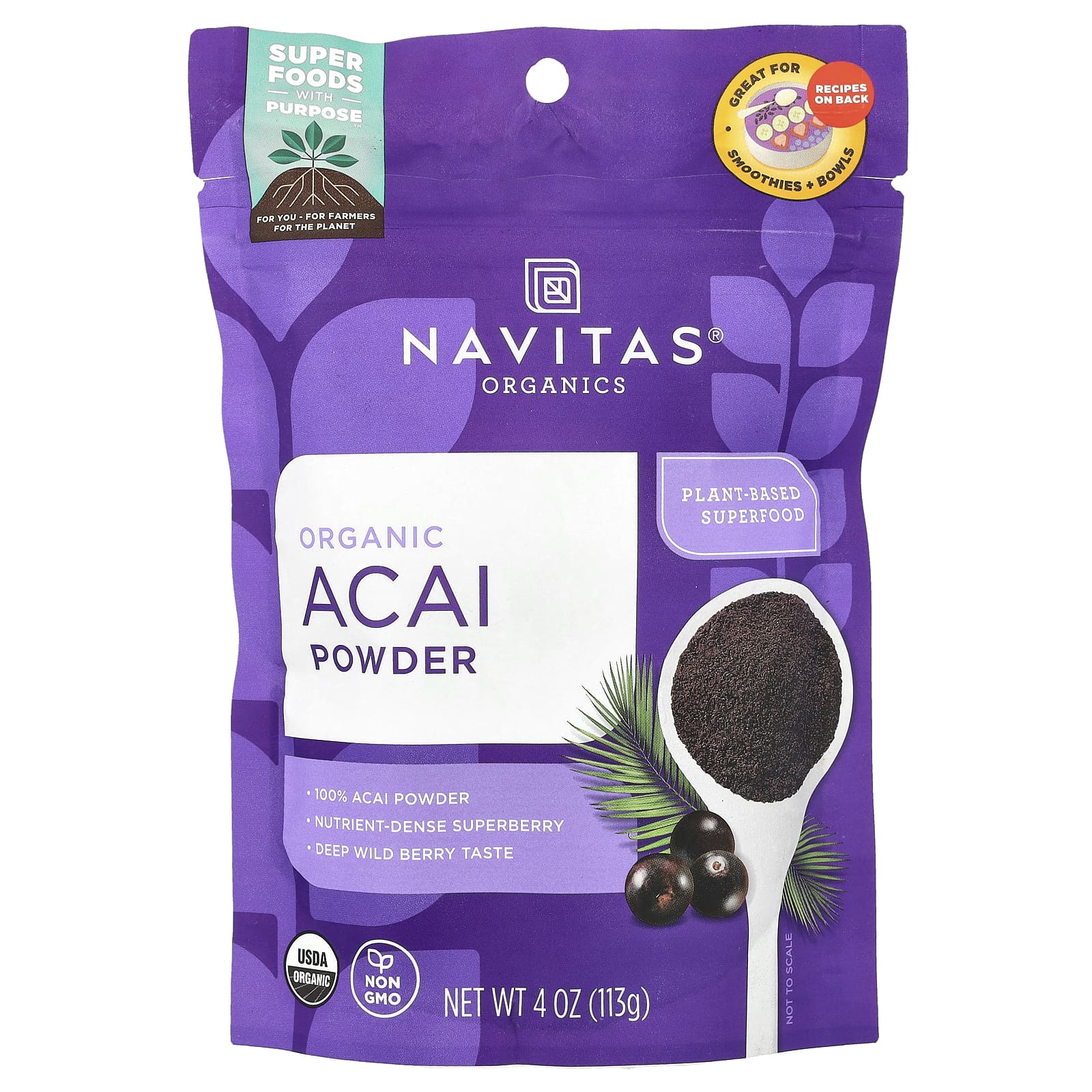 Navitas Organics, Органический порошок асаи, 113 г (4 унции)