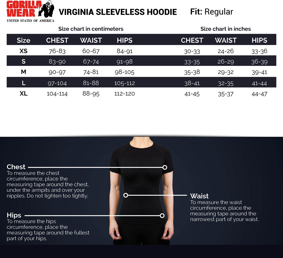 Gorilla Wear Женская Безрукавка Virginia Sleeveless Hoodie - Black