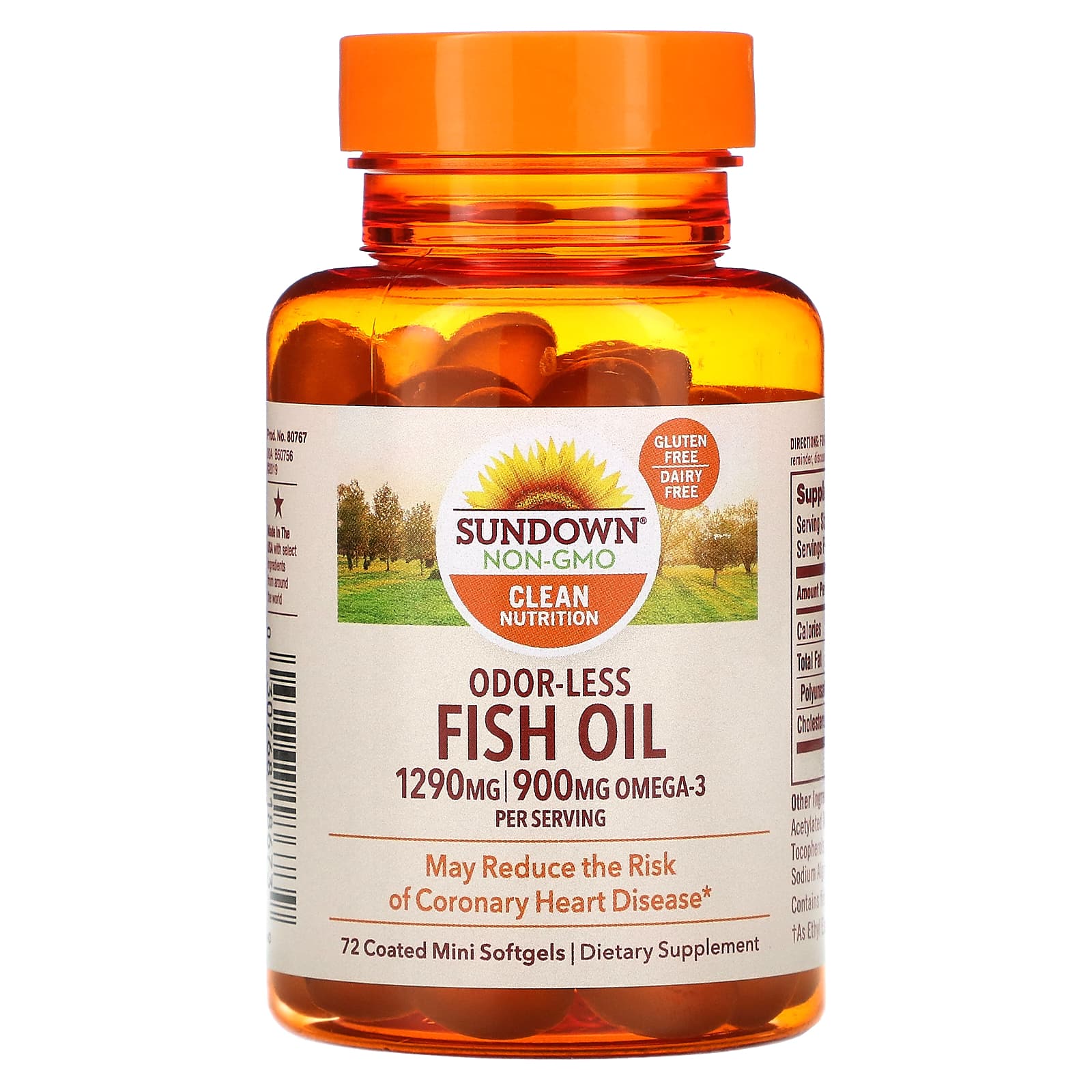 Sundown Naturals Рыбий жир без запаха 1290 мг 72 капсулы
