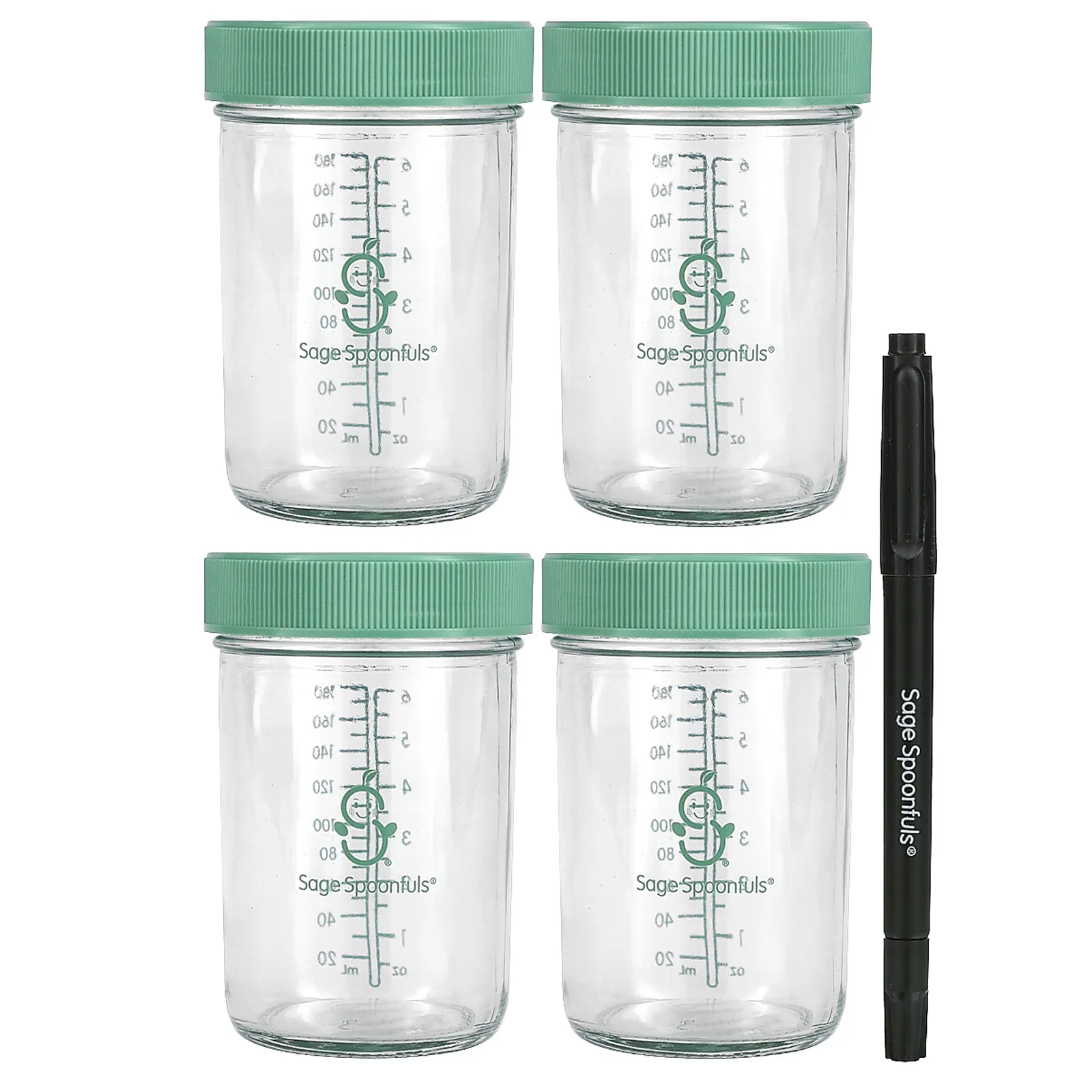 Sage Spoonfuls, Стеклянные баночки для детского питания, 4 упаковки по 8 унций