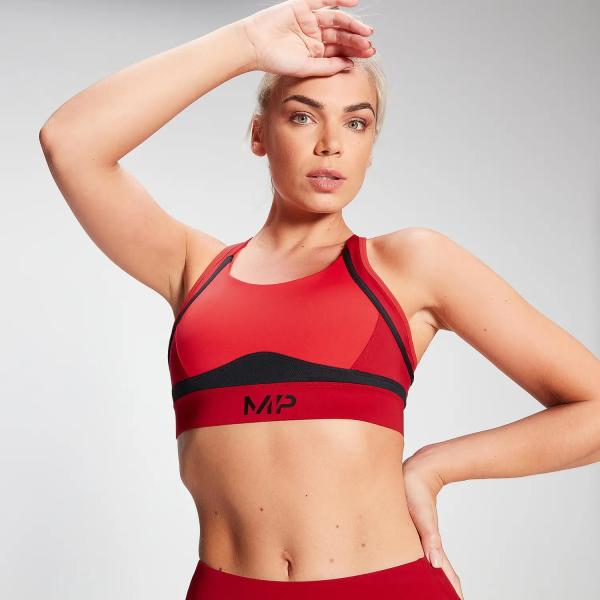 MyProtein Женский спортивный бюстгальтер Engage Colour Block Convertible Black/Danger Red