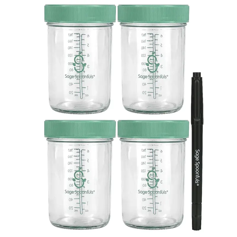 Sage Spoonfuls, Стеклянные баночки для детского питания, 4 упаковки по 8 унций