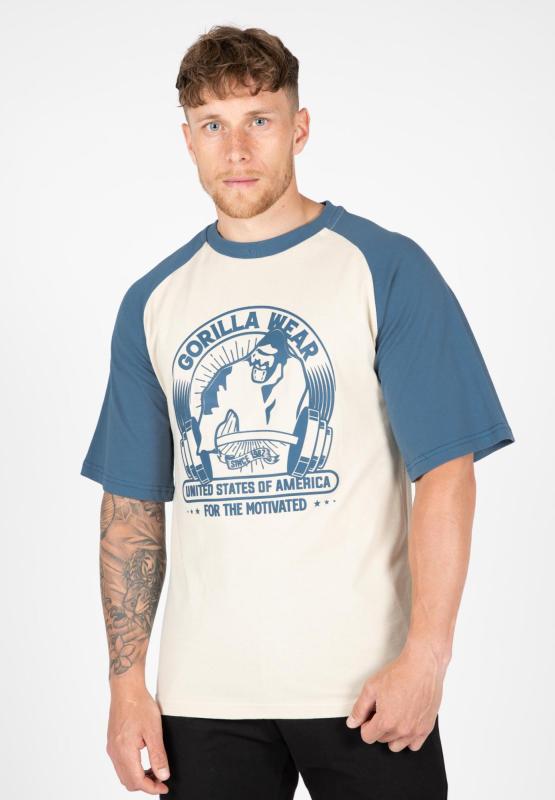 Gorilla Wear Футболка Logan Oversized T-Shirt Beige/Blue