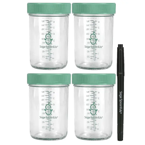Sage Spoonfuls, Стеклянные баночки для детского питания, 4 упаковки по 8 унций