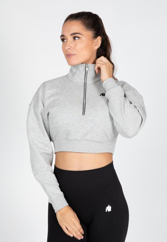 Gorilla Wear Женская кофта Ocala Cropped Half-Zip Sweatshirt - Gray